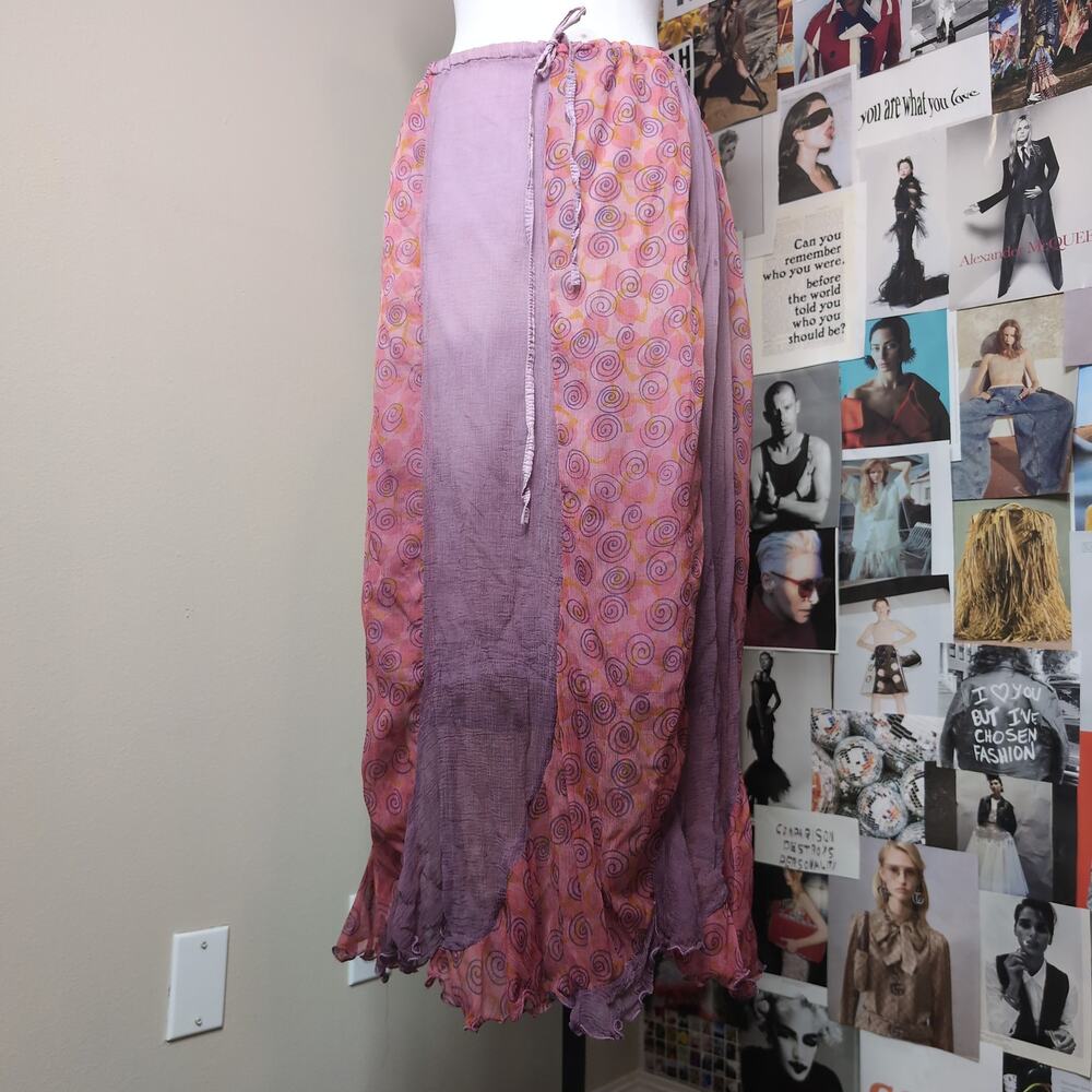 Pink and Purple Swirl Print Maxi Skirt Boho